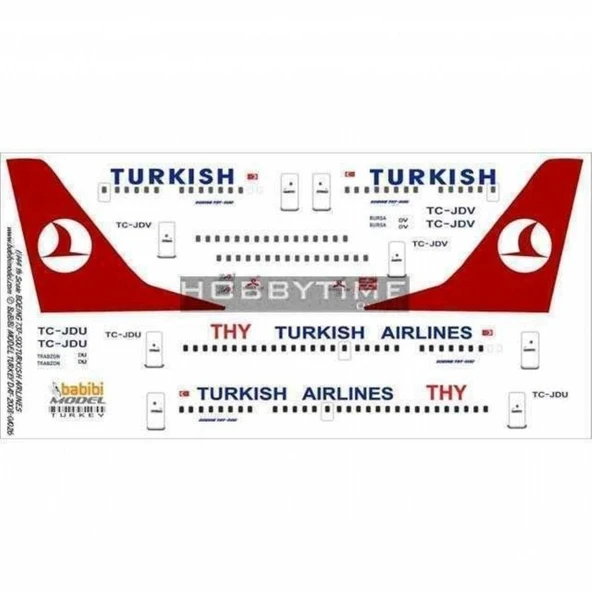 Babibi DAT01026 1/144 Ölçek, Thy, Boeing 737-500, Dekal Çıkartma ürün görseli