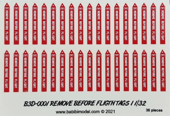 Babibi B3D-0003 1/32 Ölçek, Remove Flight Tags, 3 Boyutlu Dekal Çıkartma - Resim 4