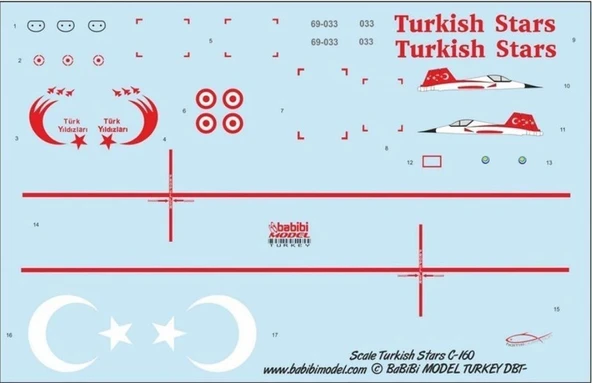 Babibi DBT01021 1/72 Ölçek, Transall C-160D, Türk Yıldızları, Dekal Çıkartma