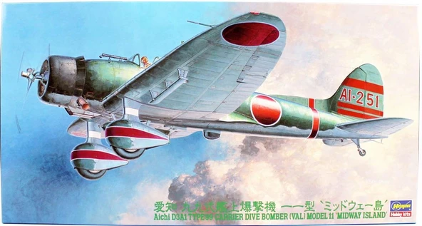 Hasegawa JT56 9056 1/48 Ölçek, Aichi D3A1 Type 99 Carrier Dive Bomber, Savaş Uçağı Plastik Model Kiti ürün görseli