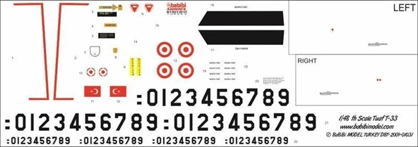 Babibi DBT01264 1/72 Ölçek, Tuaf T-33, Dekal Çıkartma