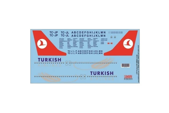 Babibi DAT01012 1/144 Ölçek, Thy, Airbus A320, Dekal Çıkartma ürün görseli 1