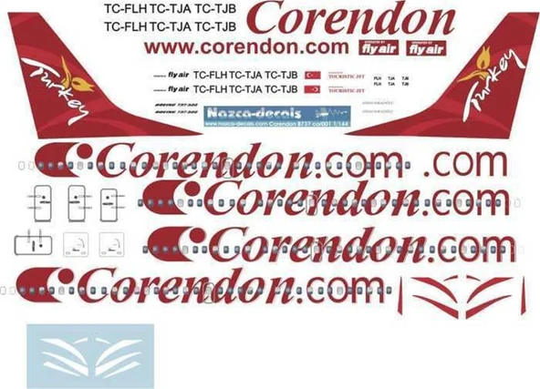 Nazca Decals Cor001 1/144 Ölçek, Corendon Flyair 737-300 - Resim 2