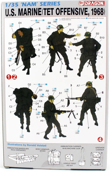 Dragon 3305 1/35 Ölçek, Amerikan Donanma Askerleri, 1968 Vietnam TET Saldırısı Plastik Model Kiti - Resim 3