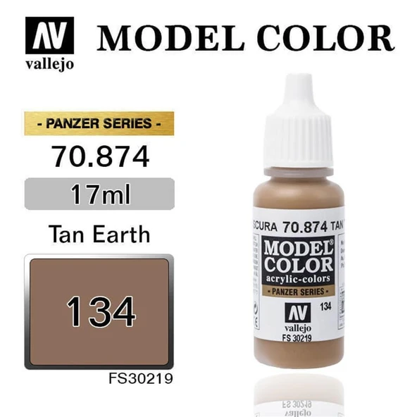 Vallejo 70874 18 ml. (134) Tan Earth-Matt, Model Color Serisi Model Boyası ürün görseli