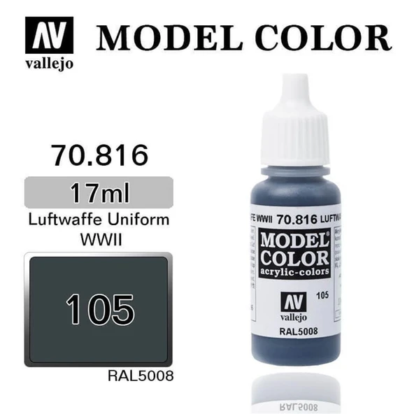 Vallejo 70816 18 ml. (105) Luftwaffe Uniform WWII, Model Color Serisi Model Boyası ürün görseli