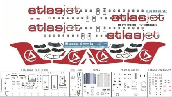 Nazca Decals Crj9003 1/144 Ölçek, Atlasjet Crj-900 - Resim 2