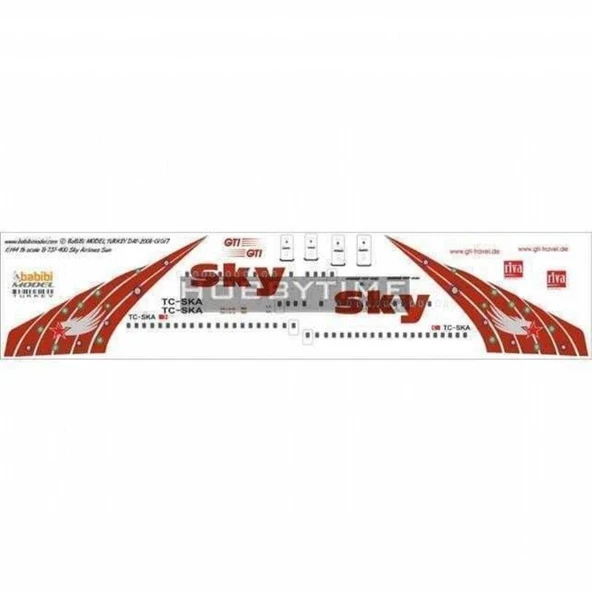 Babibi DAT01017 1/144 Ölçek, Sky Airlines, Boeing 737-400,Sun, Dekal Çıkartma ürün görseli