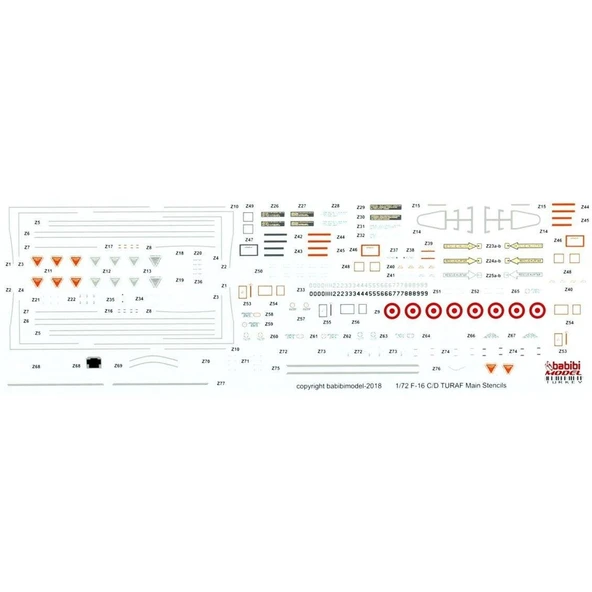 Babibi DBT01186 1/72 Ölçek, F-16 C, Öncel Filo Özel Şema Kırmızı, Dekal Seti - 2