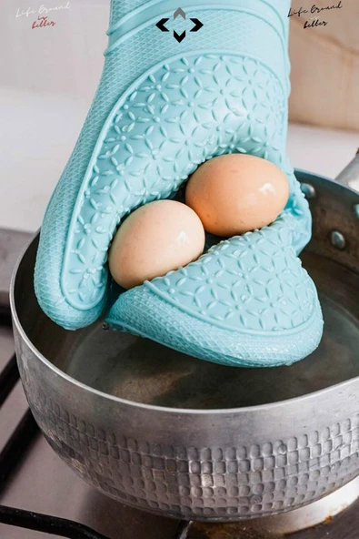 Mucit Home 1 ADET %100 Silikon Yanmaz Yapışmaz Silikon Fırın Eldiveni Mutfak Eldiveni Isıya Dayanıklı Eldiven - Resim 5