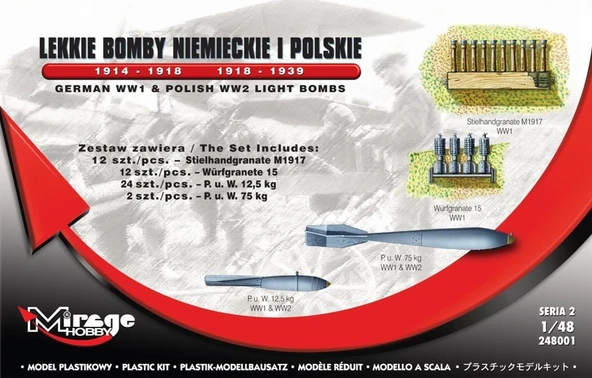 Mirage 248001 1/48 Ölçek, German WW1 And Polish Ww2 Lıght Aırcra, Plastik Model kiti ürün görseli
