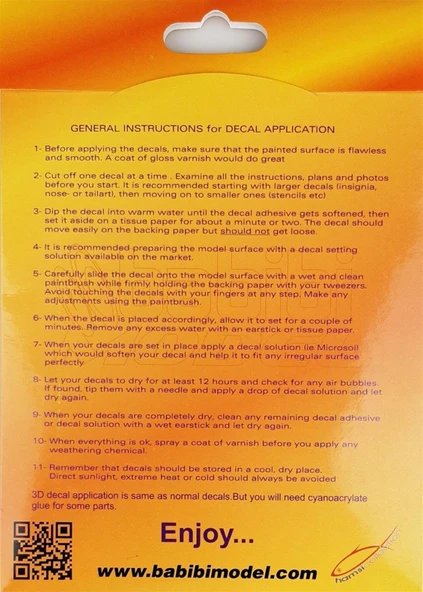 Babibi B3D-0004 1/32 Ölçek, F-4F Phantom II, Kokpit Detayları, 3 Boyutlu Dekal Çıkartma - Resim 4