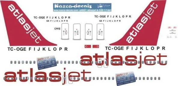 Nazca Decals Atj001 1/144 Ölçek, Atlasjet Decal-Standard Scheme With C - Resim 2