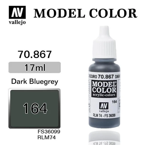 Vallejo 70867 18 ml. (164) Dark Bluegrey-Matt, Model Color Serisi Model Boyası ürün görseli 1
