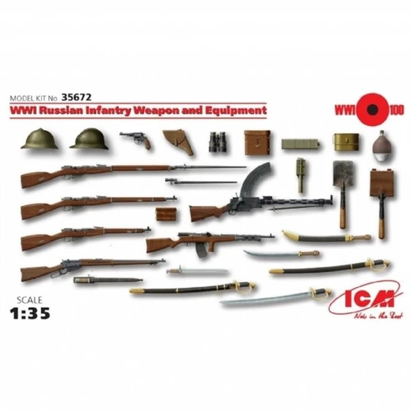 ICM 35672 1:35 WWI Russian Infantry Weapon and Equipme ürün görseli 1