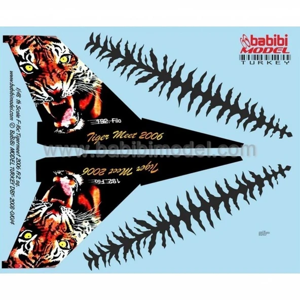Babibi DBT01001 1/72 Ölçek, F-16 C, Tigermeet 2006, Dekal Çıkartma