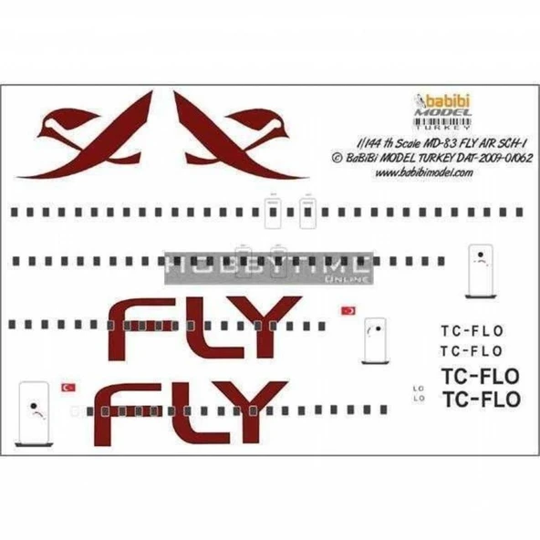 Babibi DAT01062 1/144 Ölçek, Fly Air, MD-83, Şema-1, Dekal Çıkartma ürün görseli