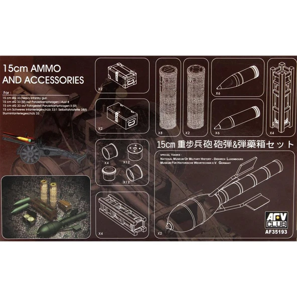 AFV Club AF35193 1/35 Ölçek, SIG33 15cm Mühimmat Ve Aksesuar Seti, Plastik Model kiti ürün görseli