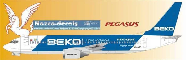 Nazca Decals Peg003 1/144 Ölçek, Pegasus B737-400 Classic -Beko Logo ürün görseli