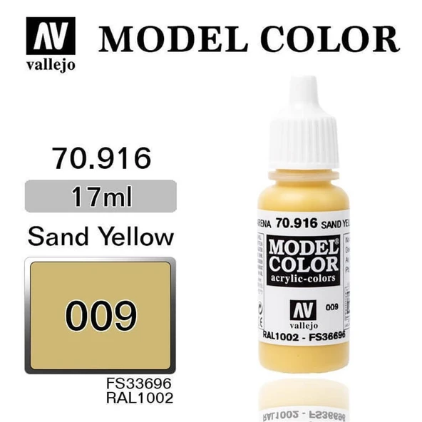 Vallejo 70916 18 ml. (9) Sand Yellow-Matt, Model Color Serisi Model Boyası ürün görseli