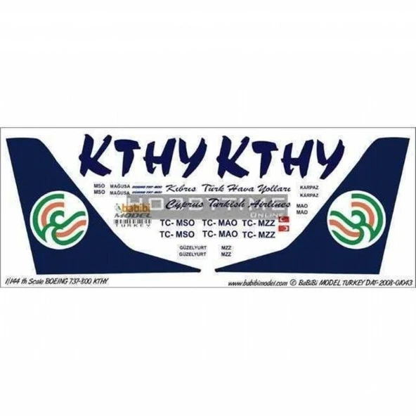 Babibi DAT01043 1/144 Ölçek, Kthy, Boeing 737-800, Dekal Çıkartma ürün görseli 1