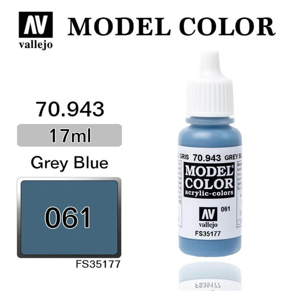 Vallejo 70943 18 ml. (61) Grey Blue-Matt, Model Color Serisi Model Boyası ürün görseli