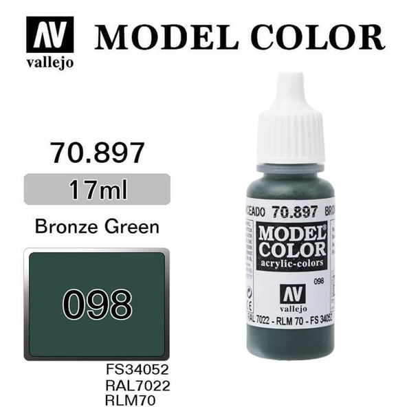 Vallejo 70897 18 ml. (98) Bronze Green-Matt, Model Color Serisi Model Boyası ürün görseli 1