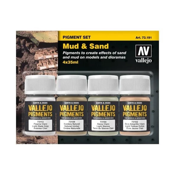 Vallejo 73191 4X35 ml. Mud & Sand, Model Boyası Pigment Seti ürün görseli