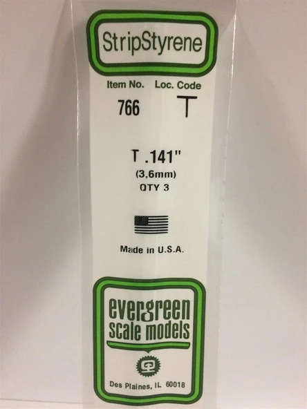 Evergreen 766 3.6X355 Mm. T Profil Polistren Çubuk-3 Adet- Beyaz ürün görseli 1