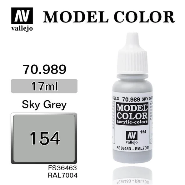 Vallejo 70989 18 ml. (154) Sky Grey-Matt, Model Color Serisi Model Boyası ürün görseli 1