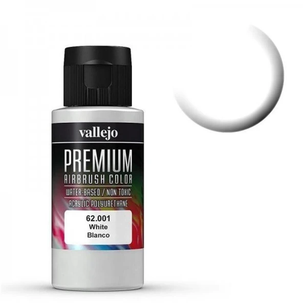 Vallejo 62001 60 ml. White, Opaque, Premium RC Color Serisi Model Boyası ürün görseli 1