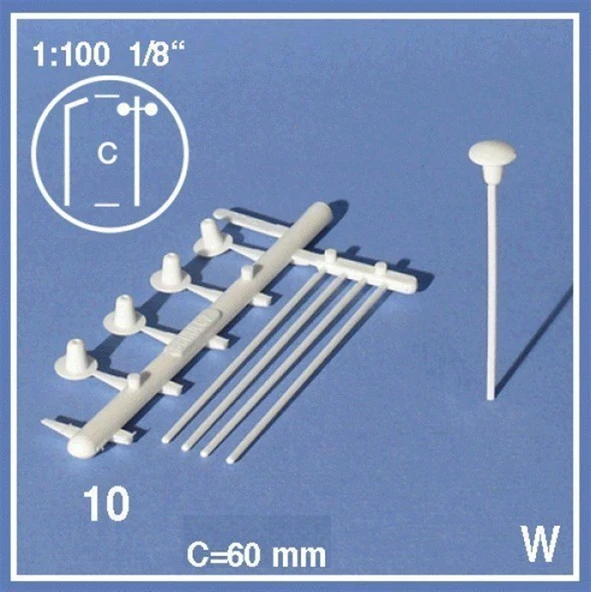 Schulcz 640071 1/100 Ölçek, Fener,Uzun Lambalı-Beyaz-10 Adet ürün görseli 1