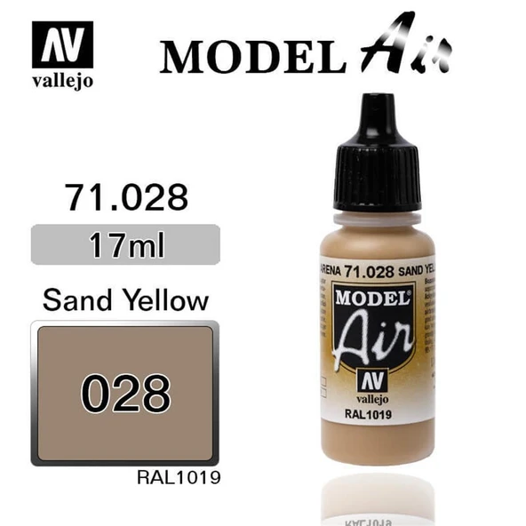 Vallejo 71028 18 ml. Sand Yellow, Model Air Serisi Model Boyası ürün görseli 1