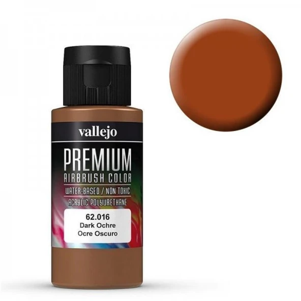 Vallejo 62016 60 ml. Dark Ochre, Opaque, Premium RC Color Serisi Model Boyası ürün görseli 1