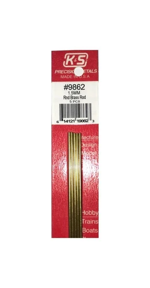 K&S 9862 Round Brass Rods-1.5Mm Diameterx300Mm-5Pcs ürün görseli
