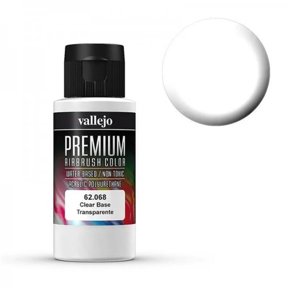 Vallejo 62068 60 ml. Clear Base (Şeffaflaştırıcı) Premium RC Color Serisi Model Boyası ürün görseli 1