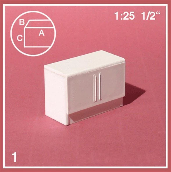 Schulcz 578109 1/25 Ölçek, Mutfak Dolabı-2 Kapaklı -Beyaz-40 Mm