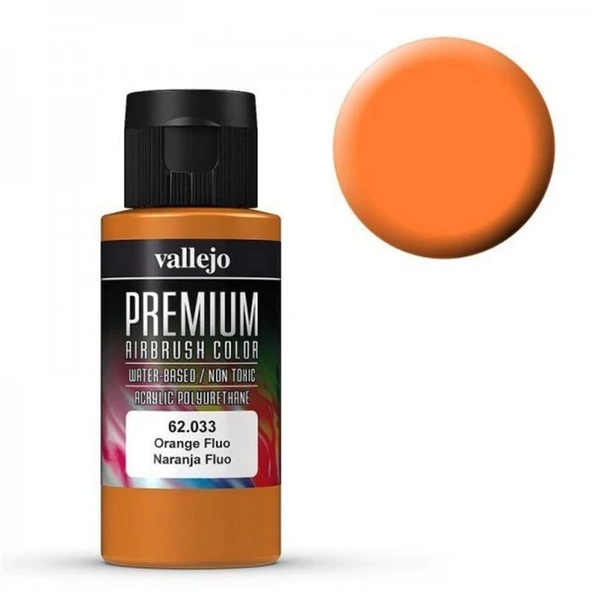 Vallejo 62033 60 ml. Orange Fluorescent, Premium RC Color Serisi Model Boyası ürün görseli