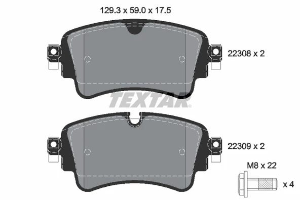 TEXTAR 2230801 ARKA BALATA AUDI A4-A5-A7-Q5-Q7 2014 > 8W0698451L-8W0698451H ürün görseli 1