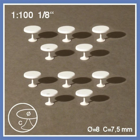 Schulcz 5460802 1/100 Ölçek, 10 Tabels-White-Ø 8 Mm ürün görseli