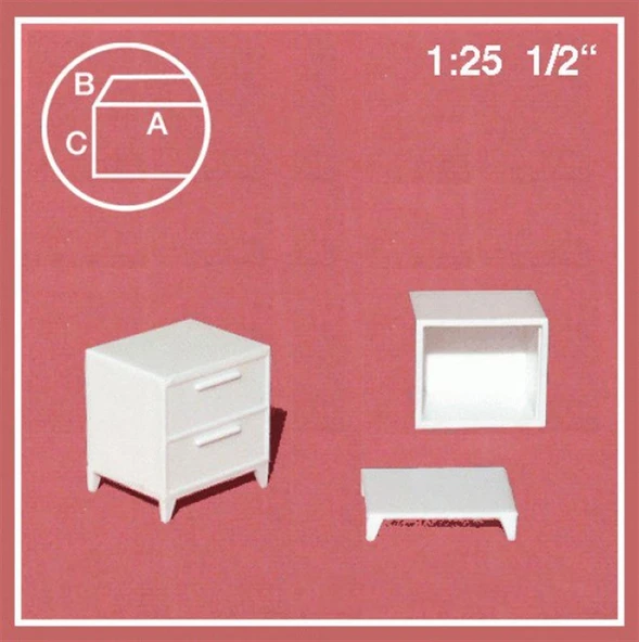 Schulcz 579018 1/25 Ölçek, Çekmeceli Komodin -24 Mm-Beyaz ürün görseli