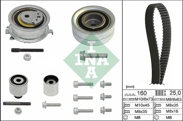 INA 530055010 TRİGER SETİ CRAFTER-T6-A3-JETTA-CADDY-POLO-PASSAT 1.6-2.0 TDI CAYB/C/D-CAAB/C-CKUB-CFFB-CFWA-CAGA 03L198119A-03L198119B-03L198119C ürün görseli 1