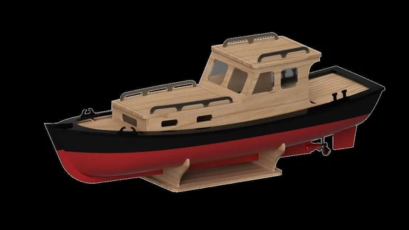 Türk Model 1/35 202 Kabinli Sandal, 18 cm. Ahşap Model Kiti - Resim 3