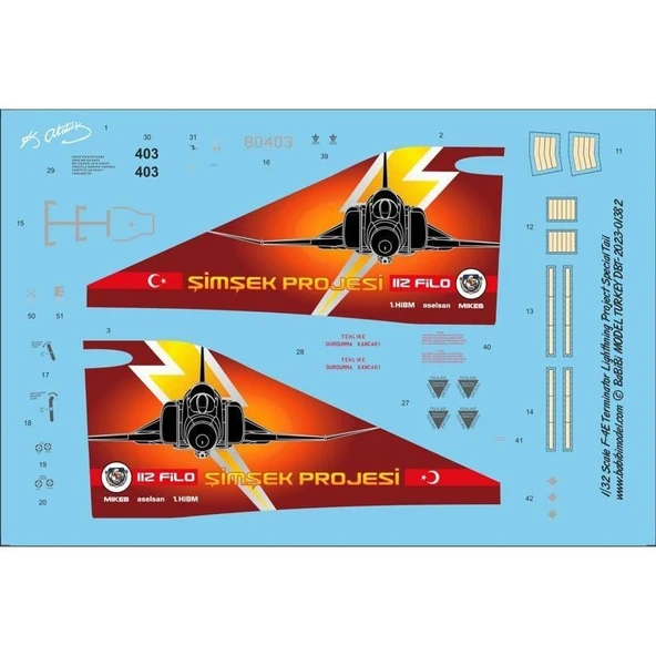 Babibi DBT-01382 1/32 Ölçek, F-4E Terminator Şimşek Projesi Özel Boyama, Dekal Çıkartma - Resim 3