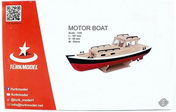 Türk Model 1/35 202 Kabinli Sandal, 18 cm. Ahşap Model Kiti ürün görseli 1
