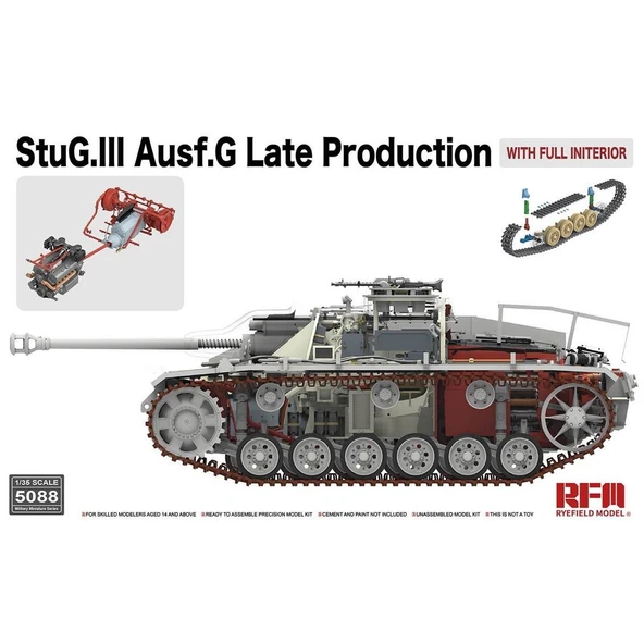 RFM 5088 1/35 Ölçek, StuG.III Ausf.G, Geç Dönem Tankı, İç Detaylı, Plastik Model kiti ürün görseli 1