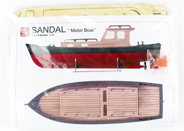 Türk Model 1/35 202 Kabinli Sandal, 18 cm. Ahşap Model Kiti - Resim 2