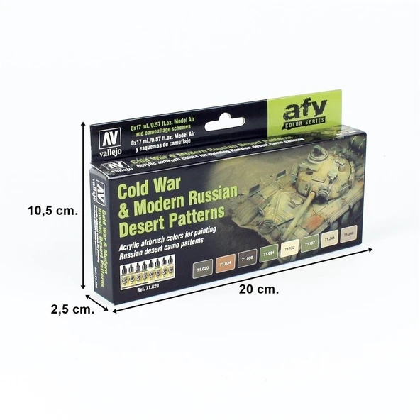 Vallejo 71620 8x18 ml. Cold War & Modern Russian Desert Patterns, Model Air Serisi Model Boyası Seti - Resim 2