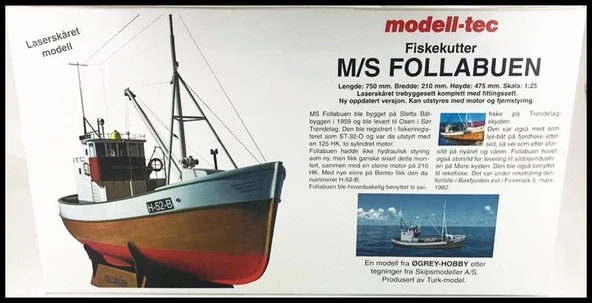 Türk Model 1/25 6010200 M/S Follabuen İskandinav Balıkçı Teknesi, R/C Dönüşebilir, 75 cm. Ahşap Model Kiti ürün görseli