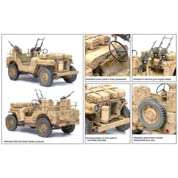 Dragon 75038 1/6 Ölçek, SAS 4x4 Desert Raider Jeep  Plastik Model Kiti - Resim 3